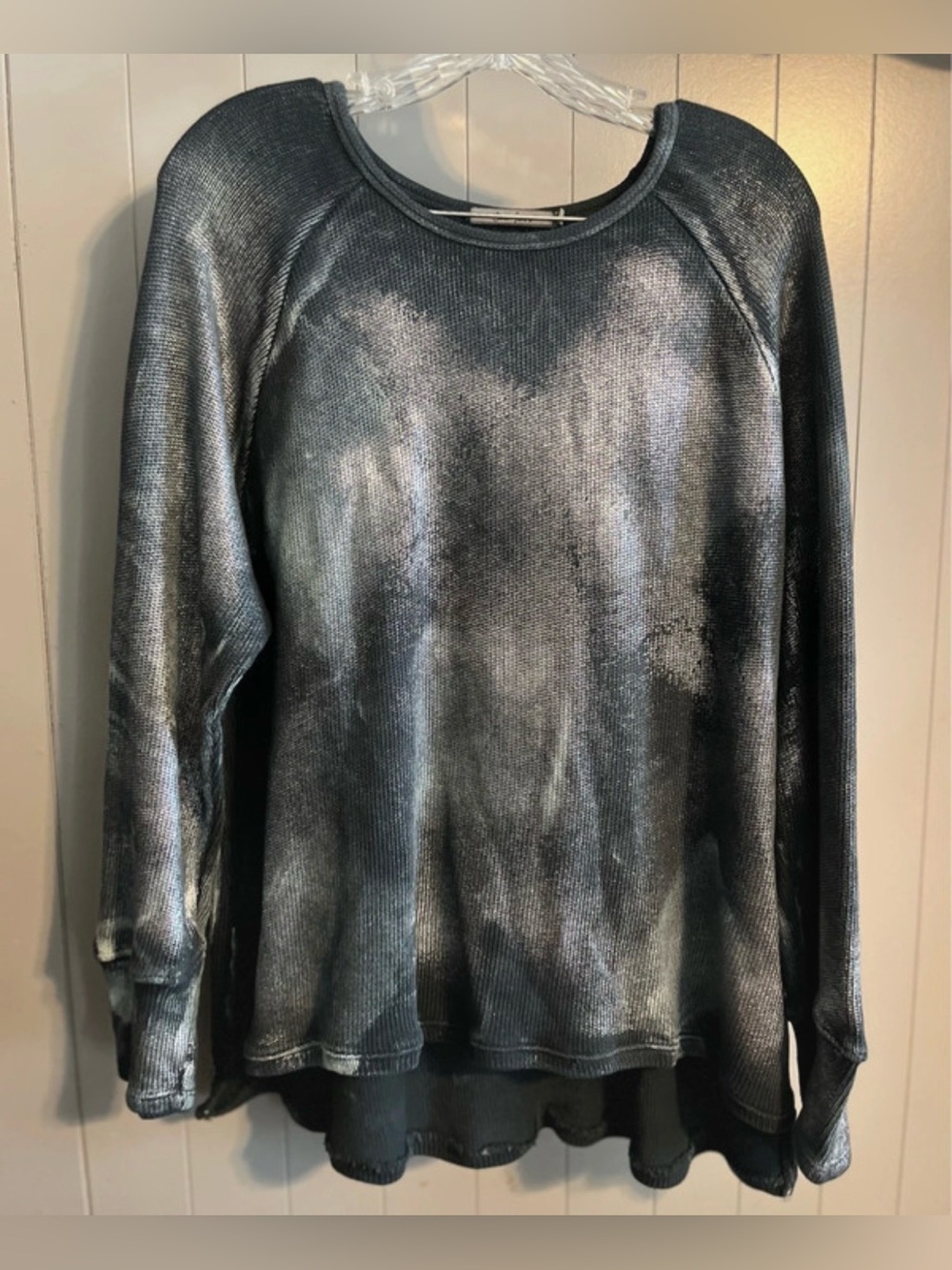 Beau Jours 100% cotton metallic silver sweater
